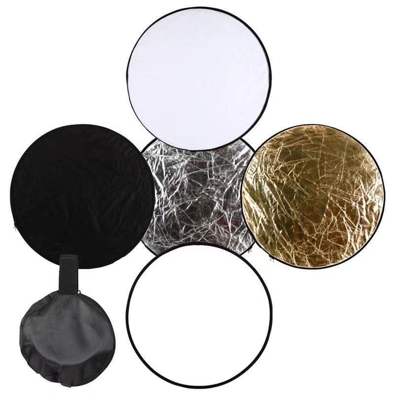 Refletor Redondo De Claro 2 Em 1 Multi-Disc Com Bolsa Portátil Dobrável/Branco/Dourado/Prata Para Estúdio De Fotografia