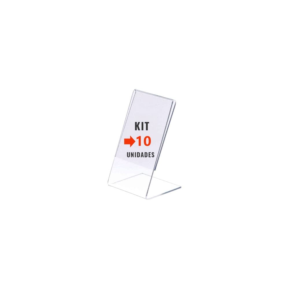 Kit com 10 display expositor acrílico porta preço etiqueta tamanho A8 medindo 8x5cm