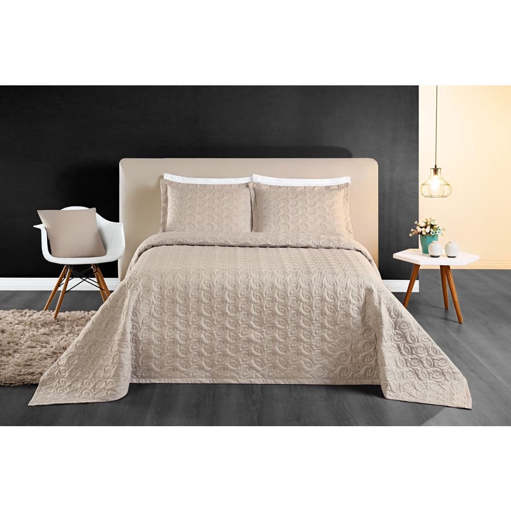 Cobre Leito Casal Matelado 03 Pcs Acetinado Micro Percal 200 Fios Agata