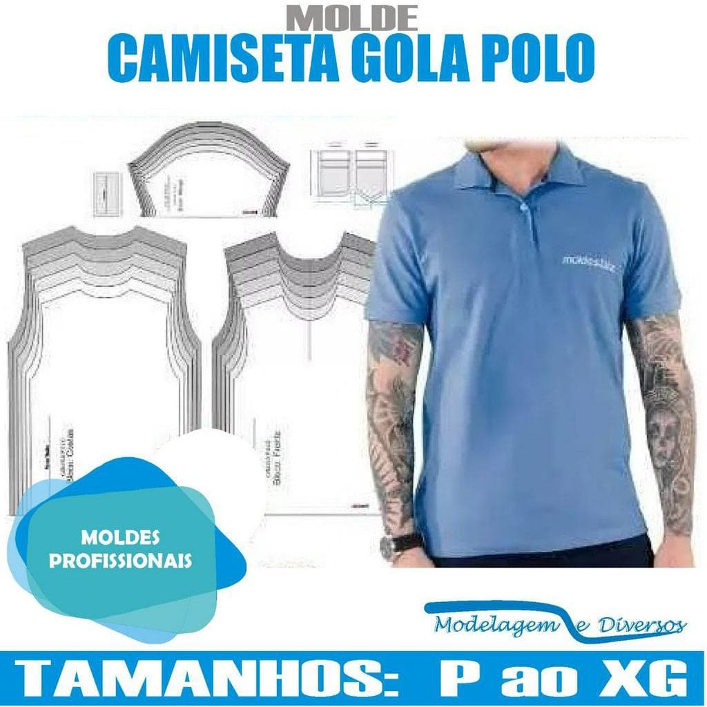 Molde Camiseta Gola Polo, Modelagem&Diversos, Tamanhos Pp Ao Eg