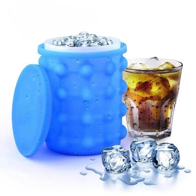 Mini Balde de Gelo em Silicone Gel Forma de Gelo Ice Magic Cube 900 Ml Compacto | Faz até120 Cubos de gelo