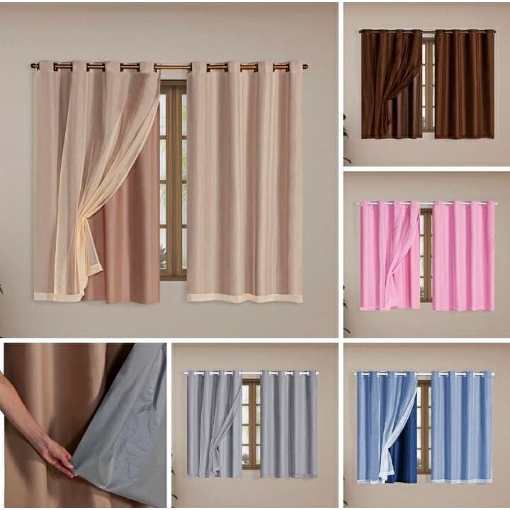 Cortina Blackout Pvc Corta 100% a Luz com voil para Janela Sala e Quarto  2,80m x 1,80m