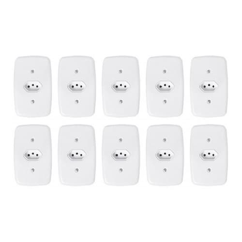 kit Tomada única 20a Completa Branco 10 Unidades Pluzie Ideale 4x2
