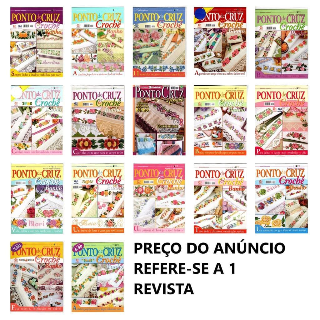 1 Revista Ponto Cruz & Crochê Banho Editora Central