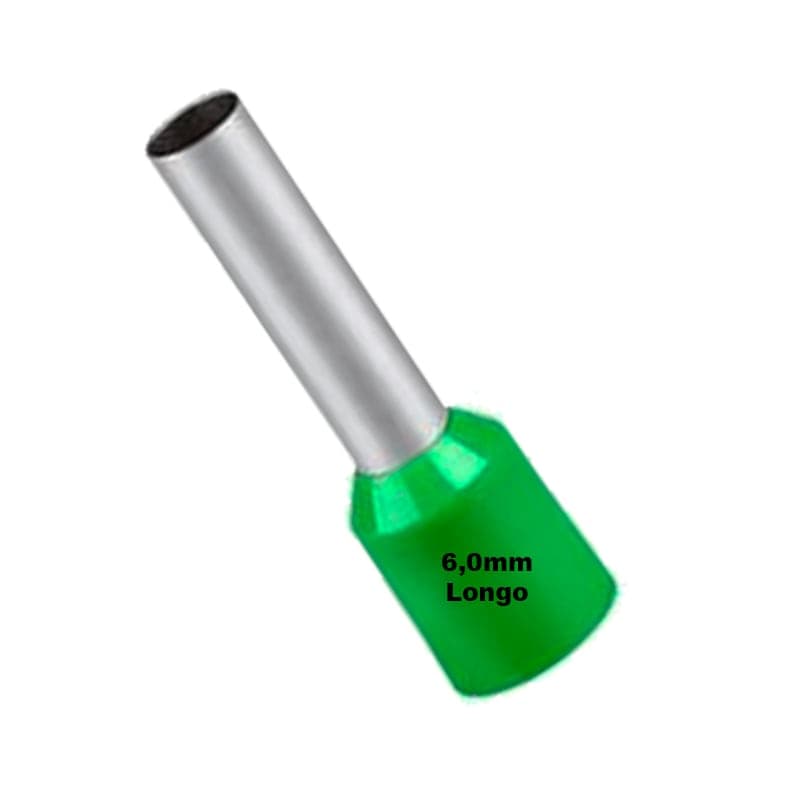 Terminais Ilhós Tubular Longo Pré-Isolado 6mm c/ 100 Peças