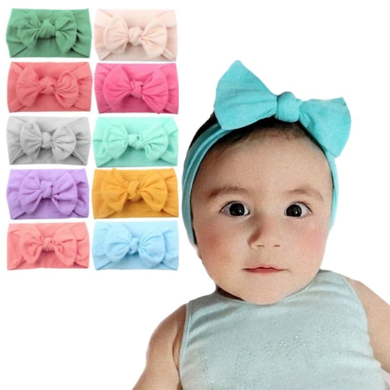 Kit 2 Turbantes Nó Bebê Menina Meia de Seda Infantil Menina Newborn Maternidade Acessório