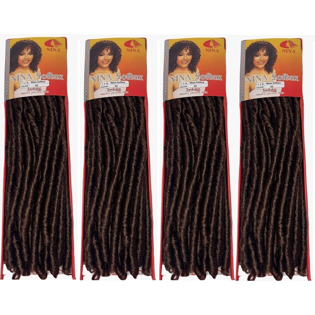 kit Com 4 Cabelo Cacheado Nina Softex De Crochet Braid (Cor 30 Mel Escuro)