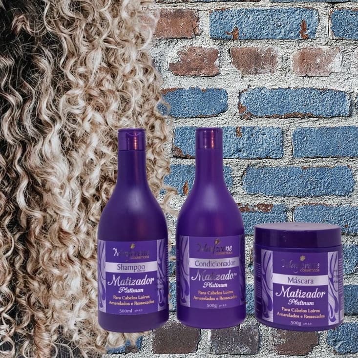 Kit Matizador Loiros Grisalhos 500ml Maycrene Shampoo, Condicionador e Máscara