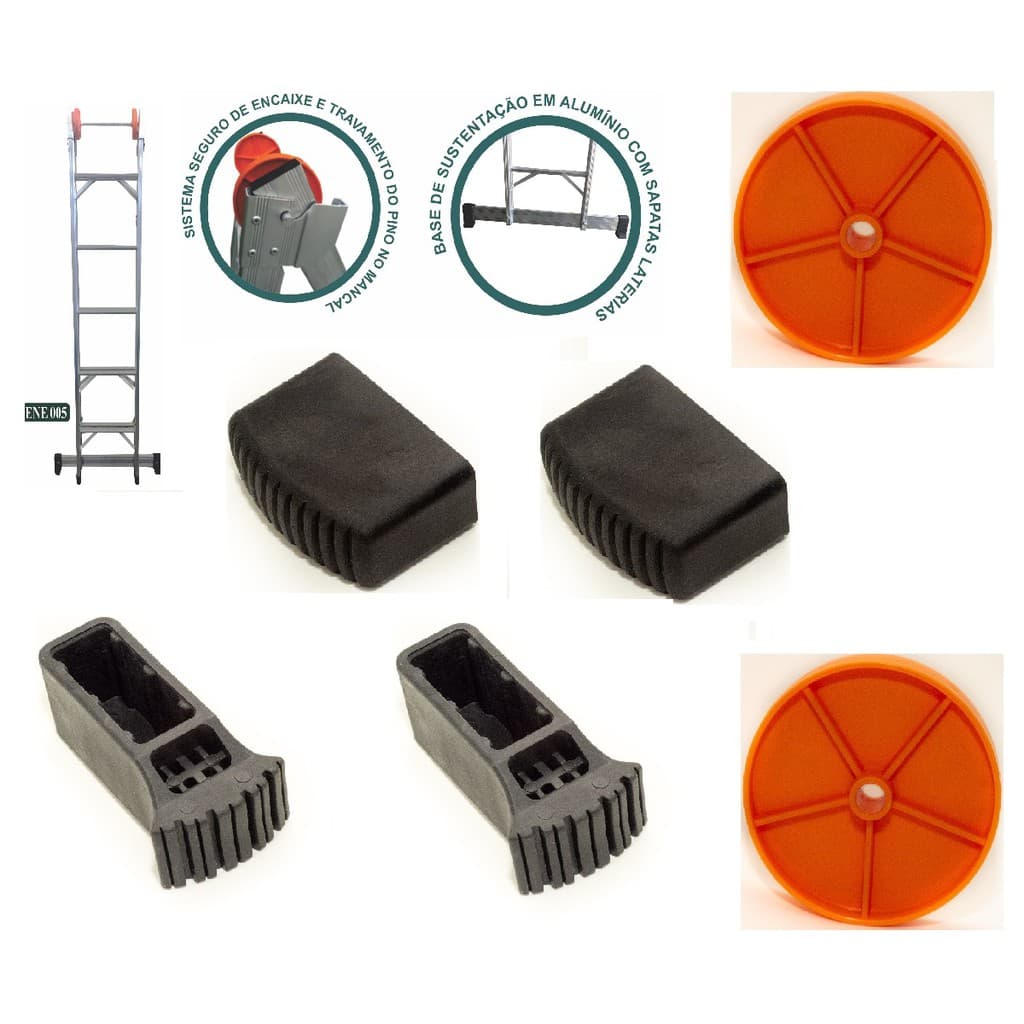 Kit Para Escada Articulada/extensiva Ágata (sapatas + Rodas)