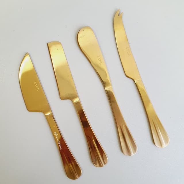 Conj. 4 Facas Aço Inox p/Queijo Positano Dourado - Lyor