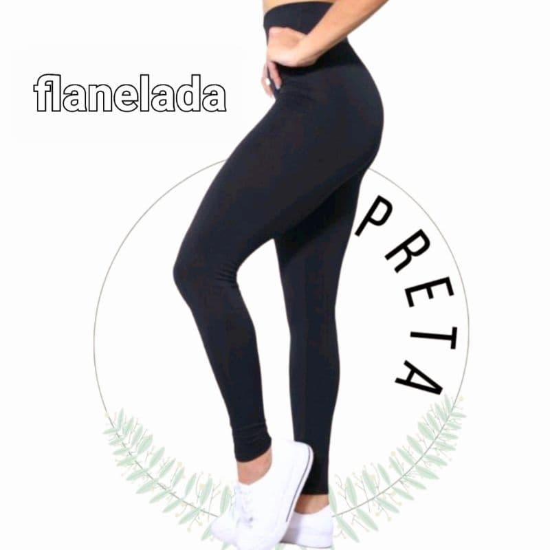 calça legguing flanelada forrada suplex cintura alta leg peluciada com lycra