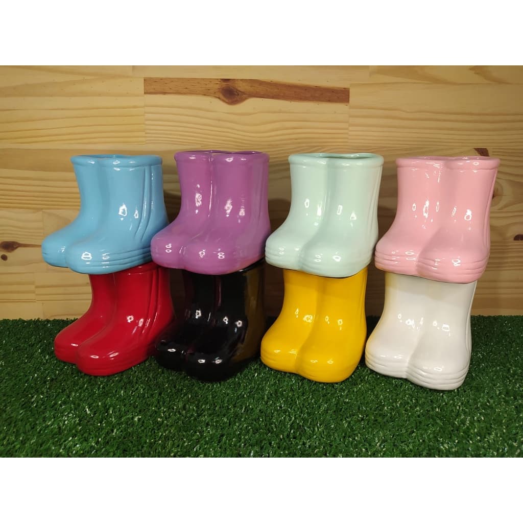 Vaso Botinha Galocha Suculenta Cerâmica