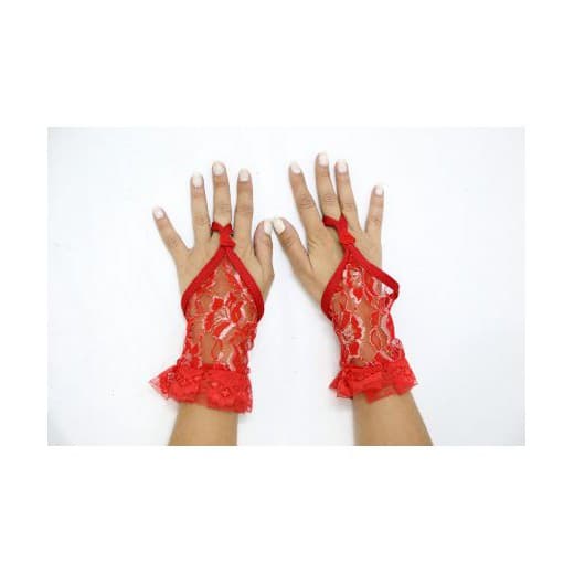 Luva Curta Redada em Laise Elasticidade nos Punhos Via Tentação - SexShop