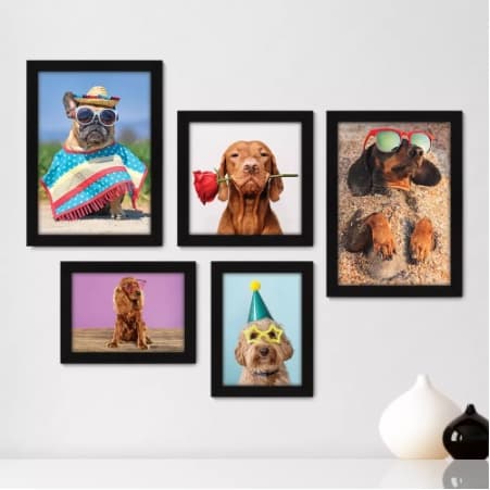 Quadros decorativos 5 peças mosaicos para sua sala ou quarto Pet Shop - Cachorro - Animais - Veterinário Star = 354