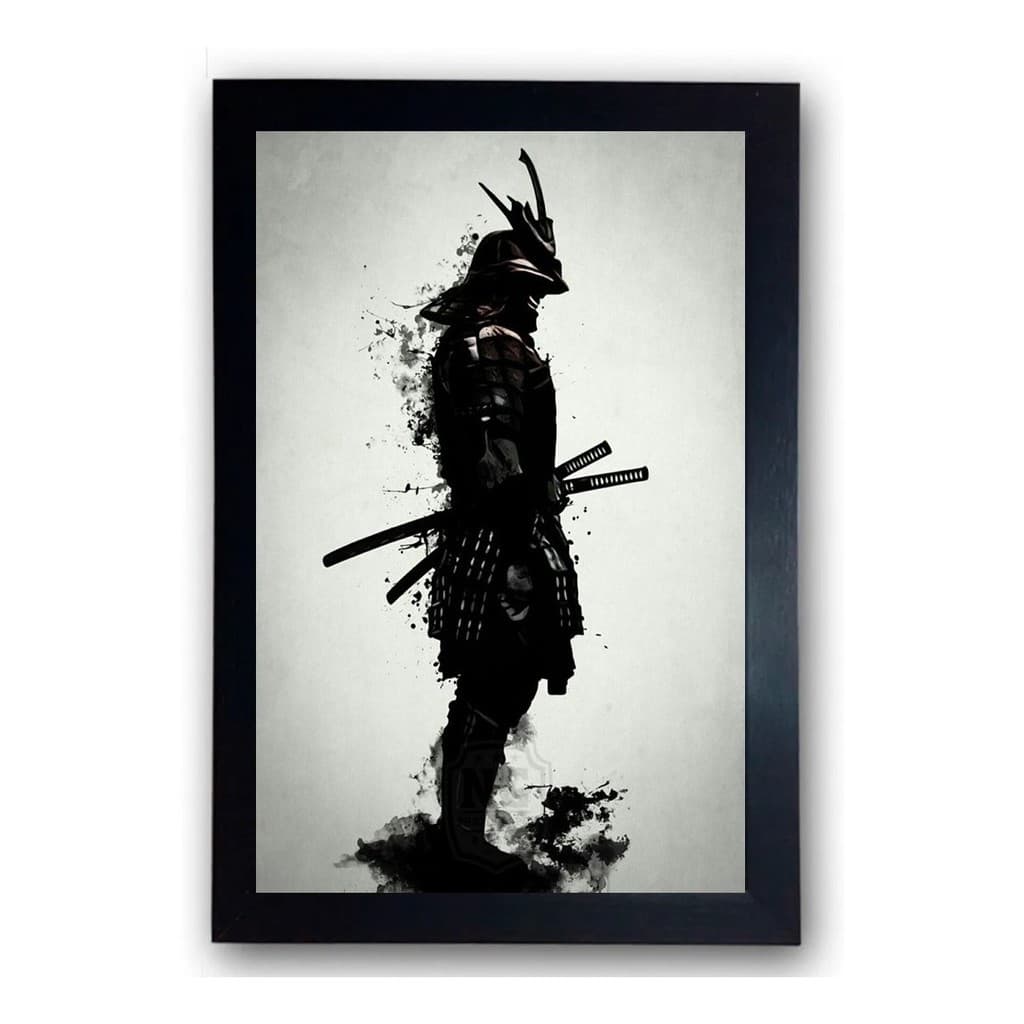 Quadro Decoração Samurai Moldurado A4 21x30 cm