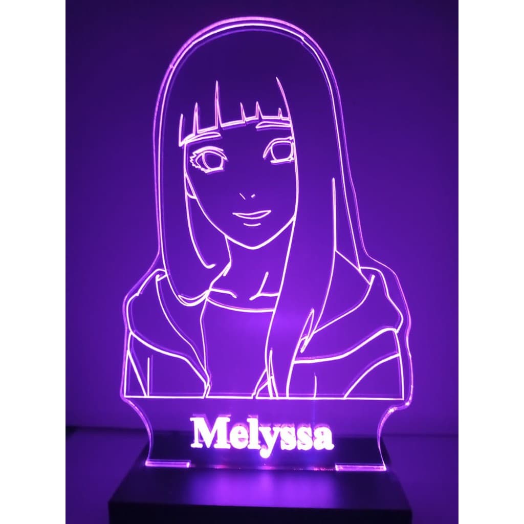 Luminária Abajur de mesa led Hitana Hyuga Naruto com seu nome