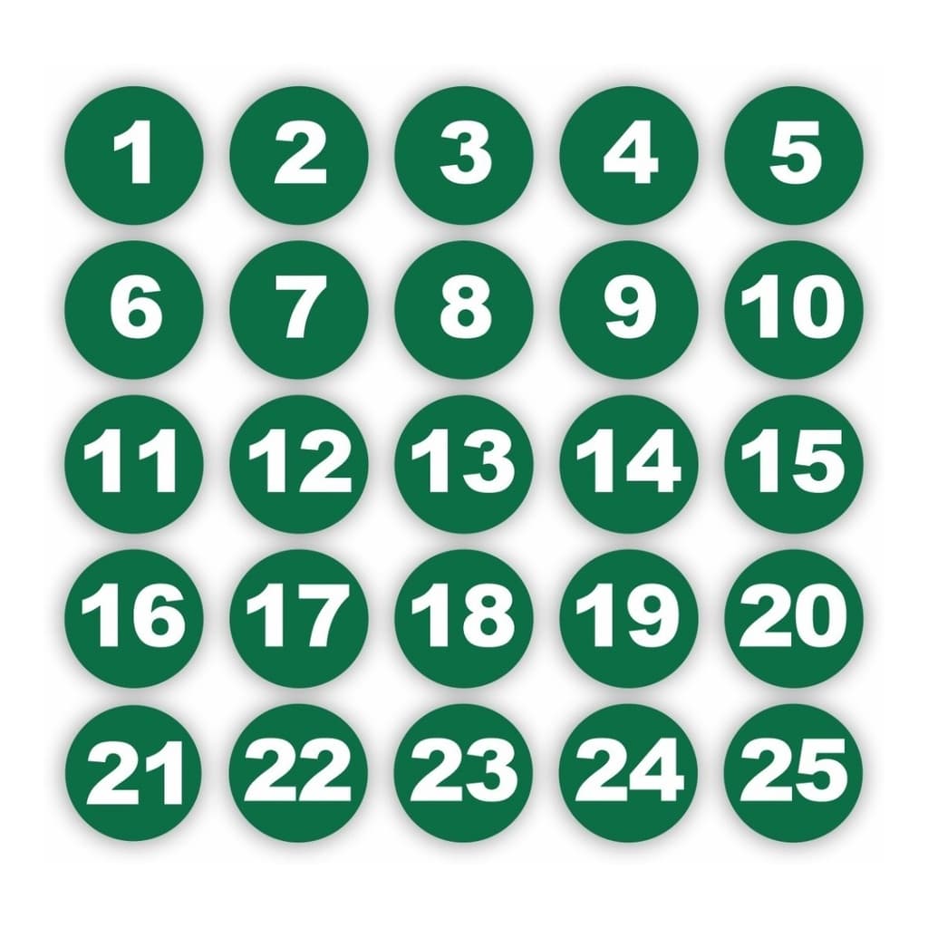 Adesivos Numerados 1 A 500 Redondo Verde Escuro Medida 1cm