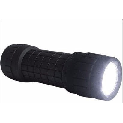 2 Mini Lanterna 9 Led Emborrachado Preta A Pilha