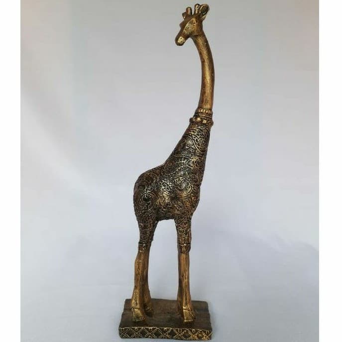 Girafa Zoo Decoração Para Casa Estatueta Resina Animal Dourado