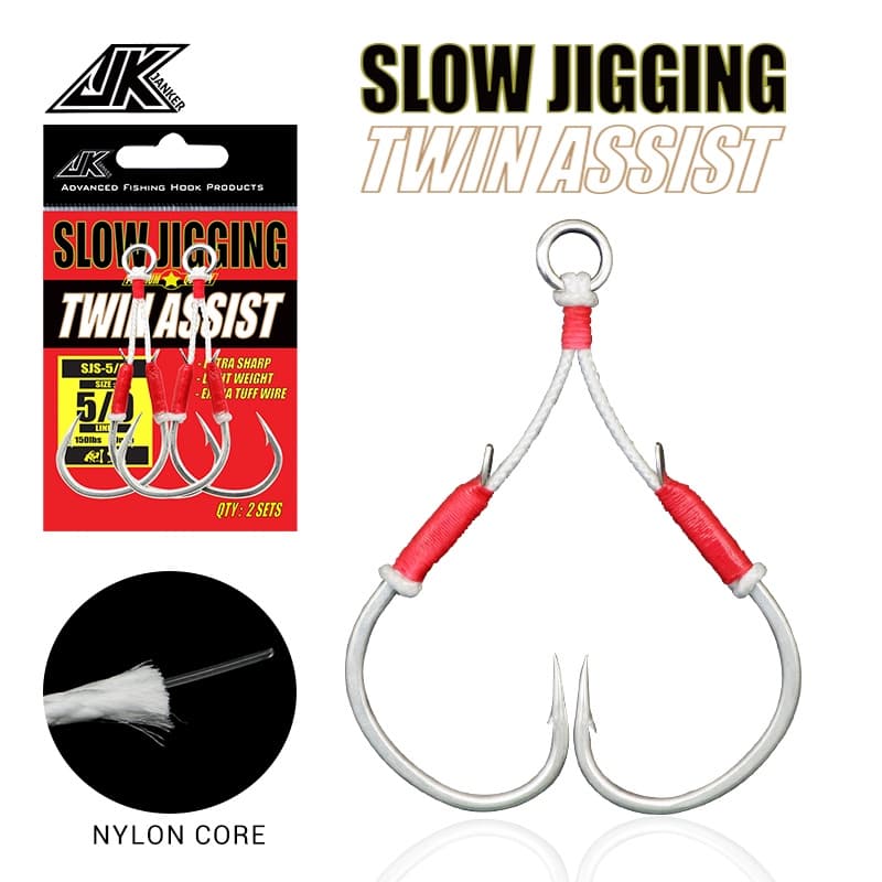 JK Slow Jigging Hook Metal Jig Assist Hook With Antirust Coating Saltwater Fishing Double Hooks
