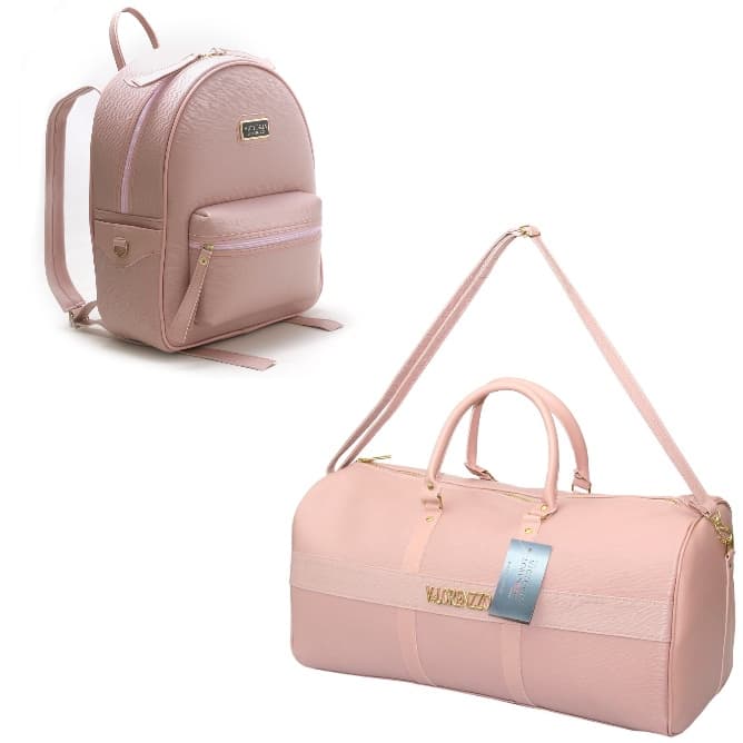 Mala + Mochila Angike Rosa Casual Viagens Passeio