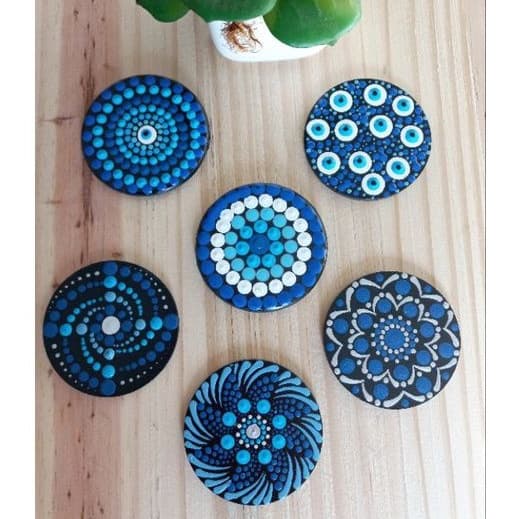 kit Olho Grego e Mandalas 3 Imã de geladeira ou quadro magnético. Decoração, proteção, afasta o mau olhado.