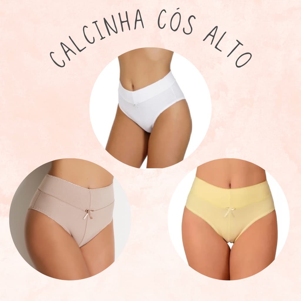 Kit 5 Calcinhas Gestante Maternidade Cós Alto Super Macia