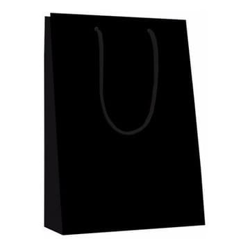 30 Sacola De Papel Preto Presente 25x17x6cm Bolsa