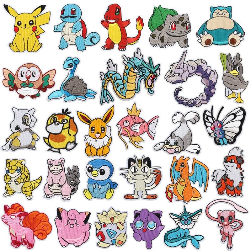 Desenho Animado Pokémon Series Bordado Patch Pikachu/Jenny Turtle/Puckbill Remendo De Pano Para Decoração De Roupas