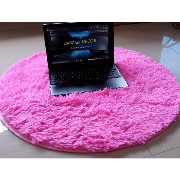 Tapete redondo 80cm peludo felpudo  de diâmetro antiderrapante antiálergico