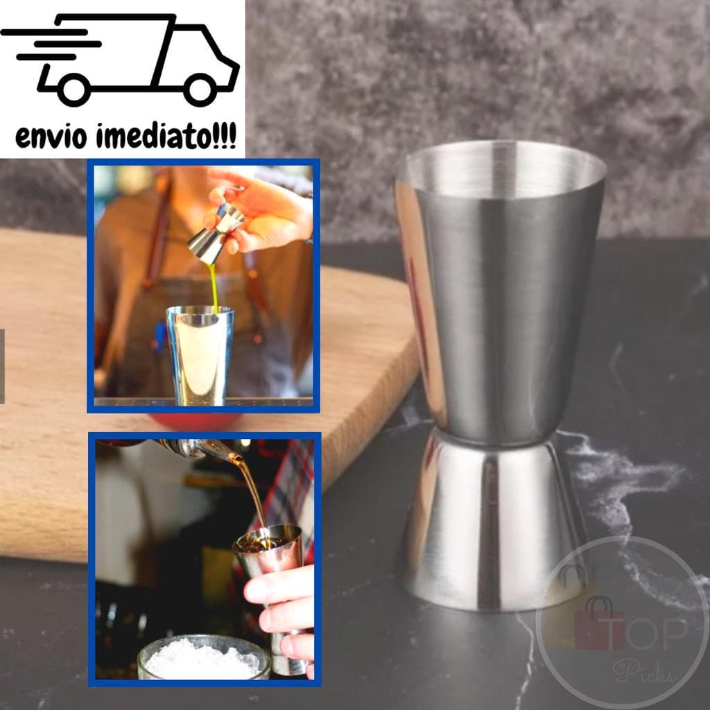 Dosador Inox Para Preparar Bebidas Drinks Duplo 25 e 50 ML