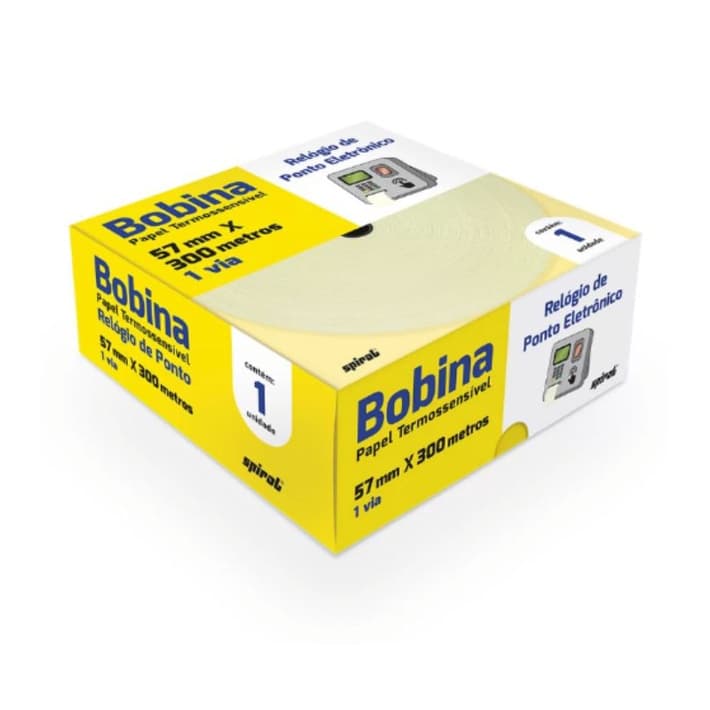Bobina térmica para Relógio de ponto, 57mmx300m,Spiral - CX 1 UN