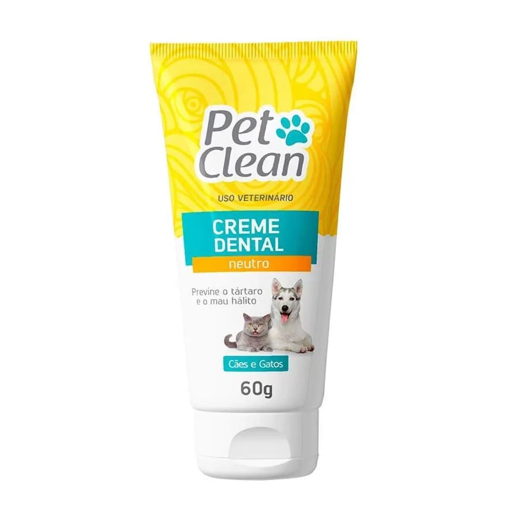 Creme Dental Pet Clean Neutro Para Cães E Gatos 60 G Ideal Para Higienização Bucal Do Seu Pet