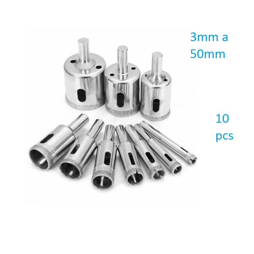 Kit 10 Brocas Diamantadas 3 a 50mm Vidro, Cerâmica, Granito  Promoção
