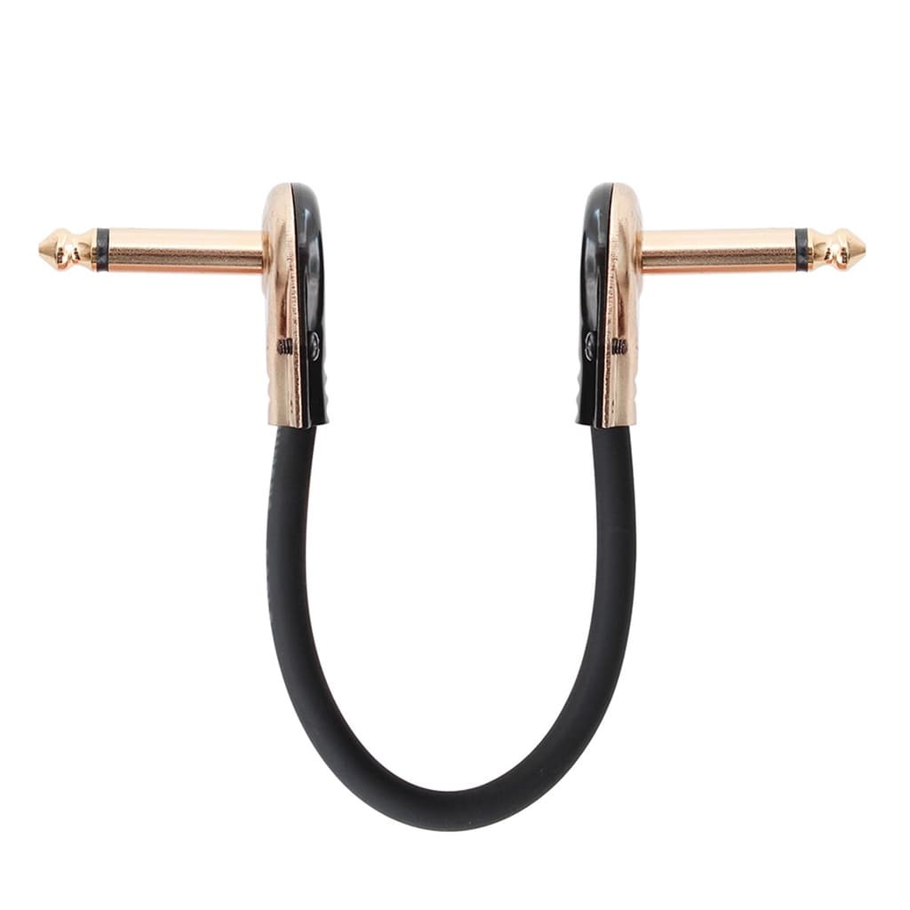 Cabo De Pedal De Efeito De Guitarra De 6 Polegadas Dourado Plugue De Ângulo Reto Jaqueta De PVC Preta