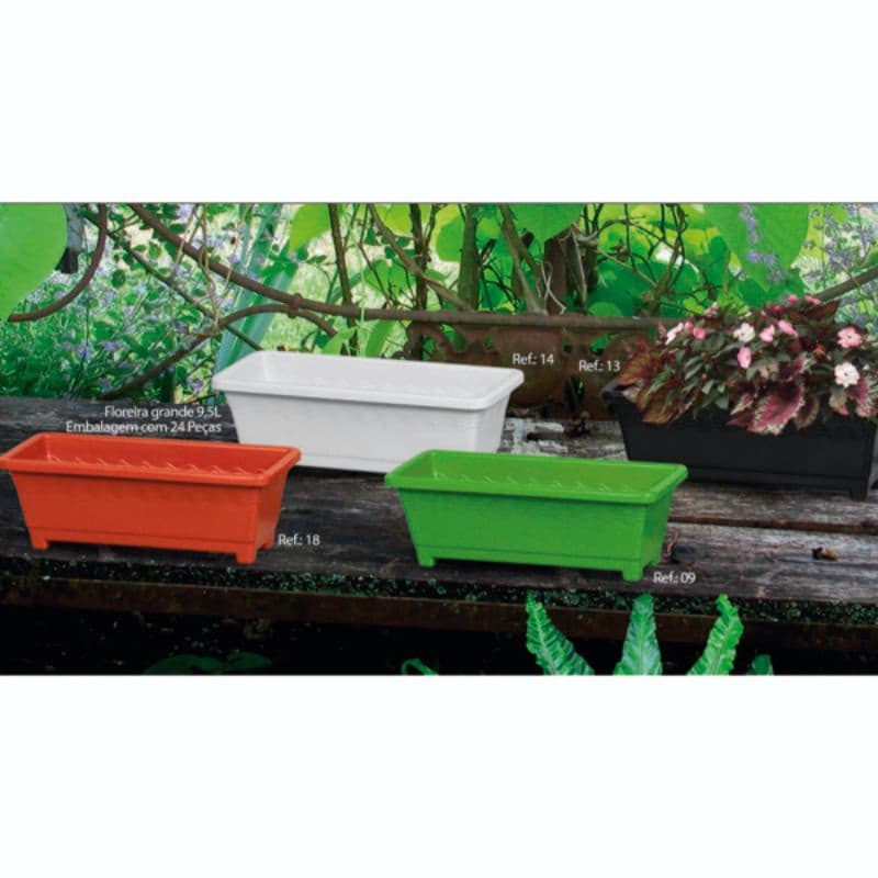 Vaso Jardineira retangular 9,5 Lts colorida plástico