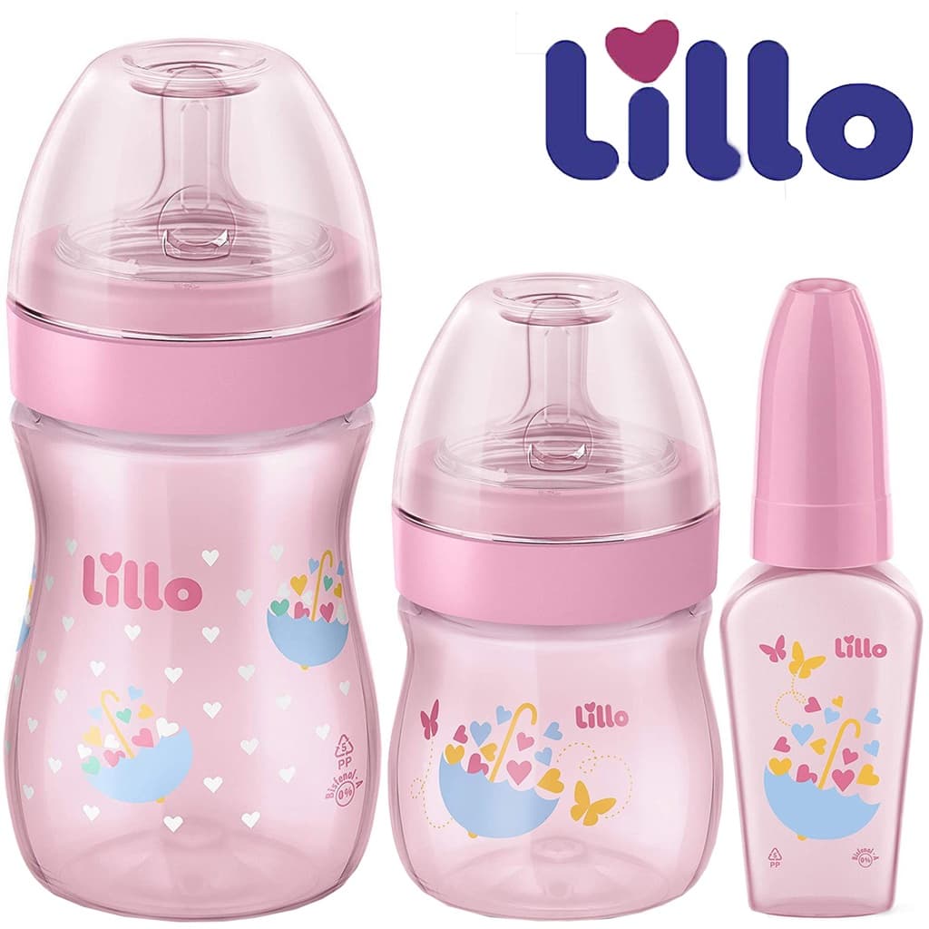 Kit de mamadeira evolution primeiros passos rosa e azul bico de silicone