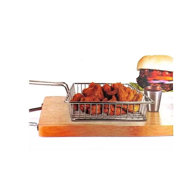 Cesta Para Servir Petiscos Quadrada Aço Inox 15x15cm Kehome