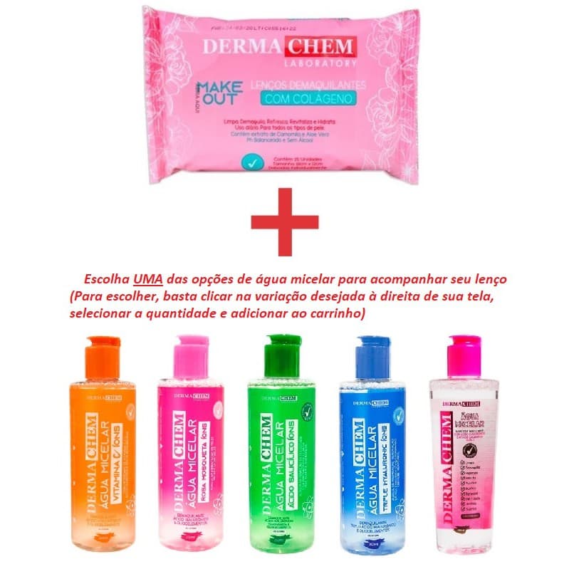 Kit Skin Care Dermachem – 1 Água Micelar (à sua escolha) + 1 Lenço Demaquilante 25un