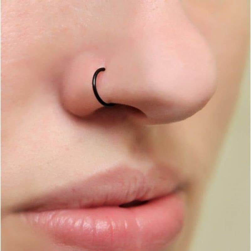Piercing de Nariz Argolinha Preta Silicone Flexíveis Argola 1 unidade