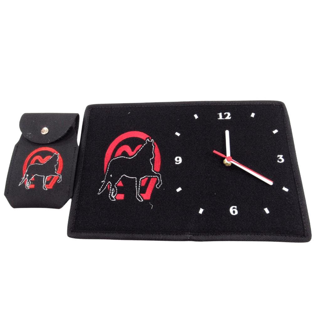 Kit Relógio De Parede Mangalarga Ferradura Bordado + Capinha Para Celular