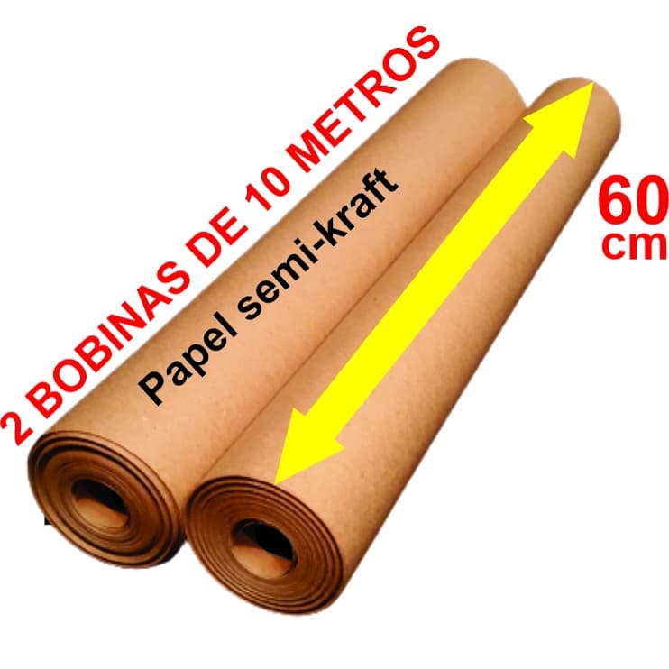 02 BOBINAS 10 m cada, PAPEL PARDO SEMI-KRAFT C/ 60 cm DE LARGURA, ENVIO IMEDIATO, DIRETO DA FÁBRICA