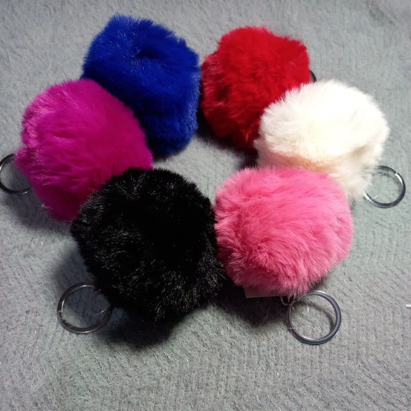Chaveiro pompom bola pelúcia 8cm redondo para bolsa - diversas cores - BF2650