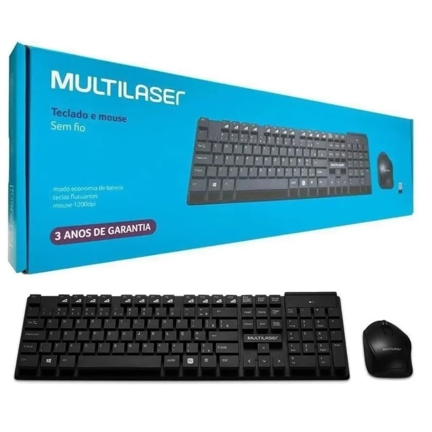 Teclado E Mouse Sem Fio 1200 Dpi 2.4ghz Com Teclas Flutuantes + Teclas De Atalho Preto Tc251