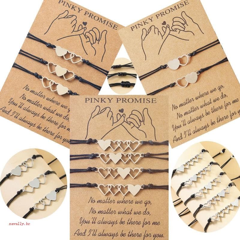 nava 2/3/4 Pcs Melhor Amigo Pulseiras Cera Amizade Irmã Combinando A Distância Coração Para Adolescentes