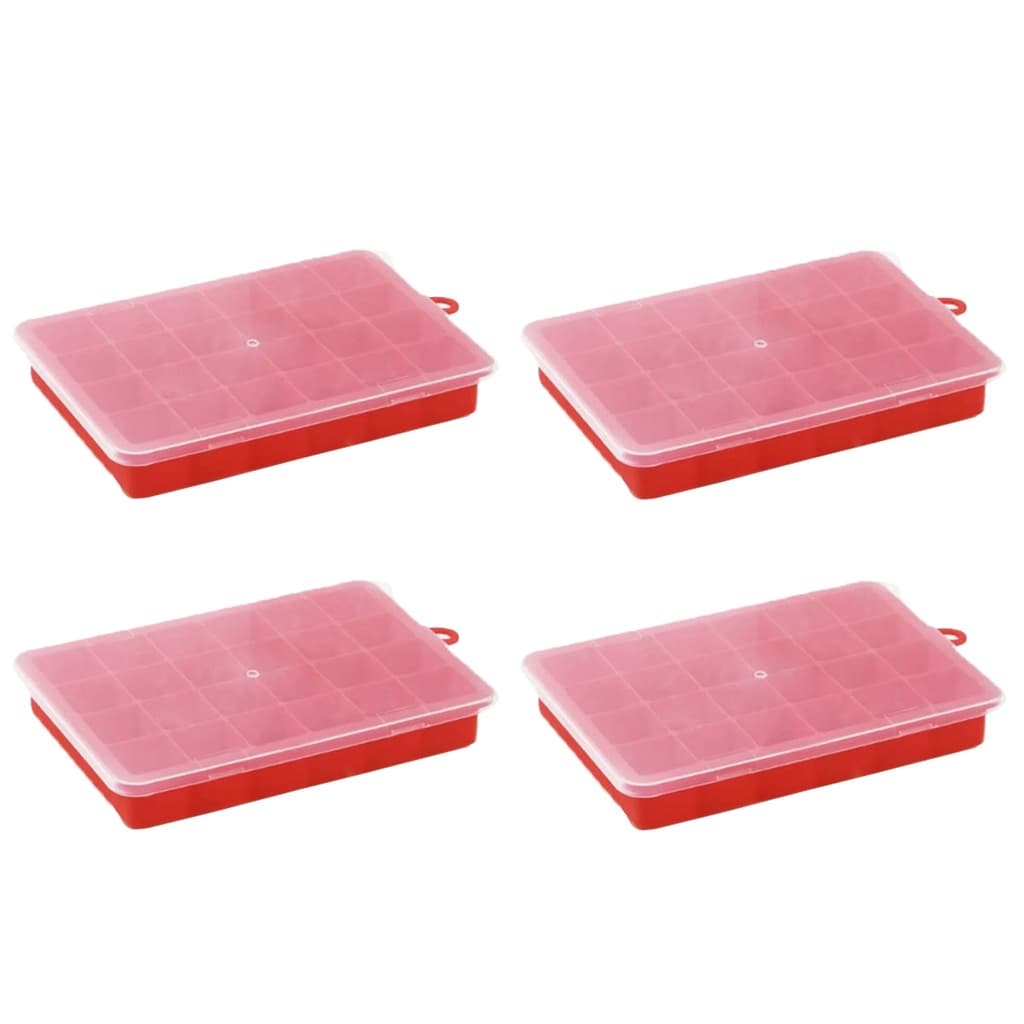 Kit 4 Formas De Gelo De Silicone 24 Cubos Com Tampa 20cm