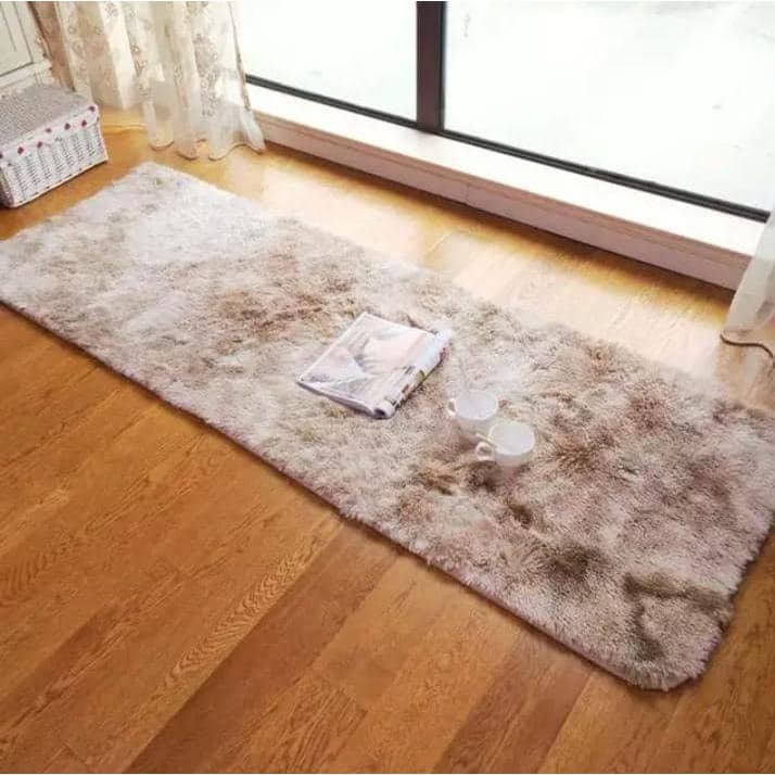 Tapete 1,0m x 0,50m Peludo passadeira Quarto e Sala Antiderrapante  Bege mesclado