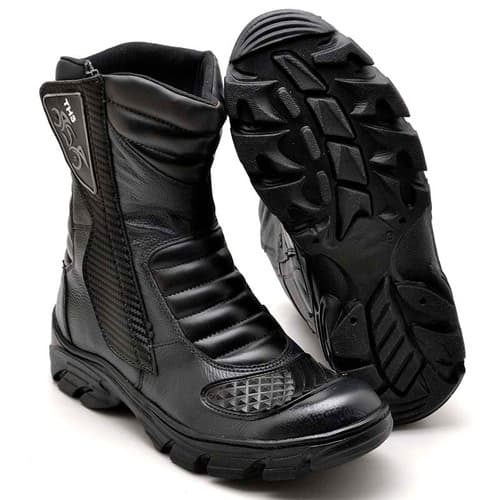 Bota Motociclista Masculina Em Couro Resistente Cano Alto