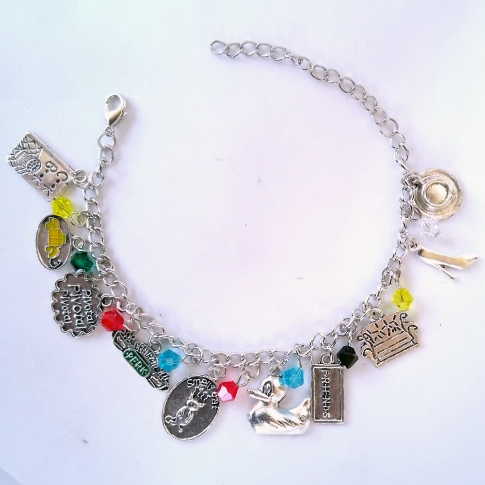 Pulseira Friends Série TV Pingente Central Perk Rachel Ross Monica Chandler Joey Phoebe Presente Fã Ajustável