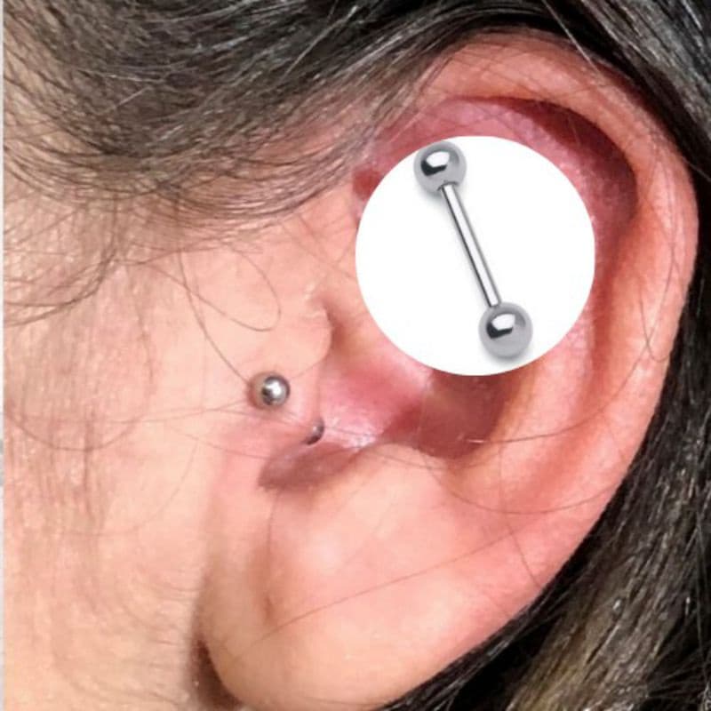 Piercing Microbell Reto 8mm Tragus Mamilo Cartilagem Aço Cirúrgico